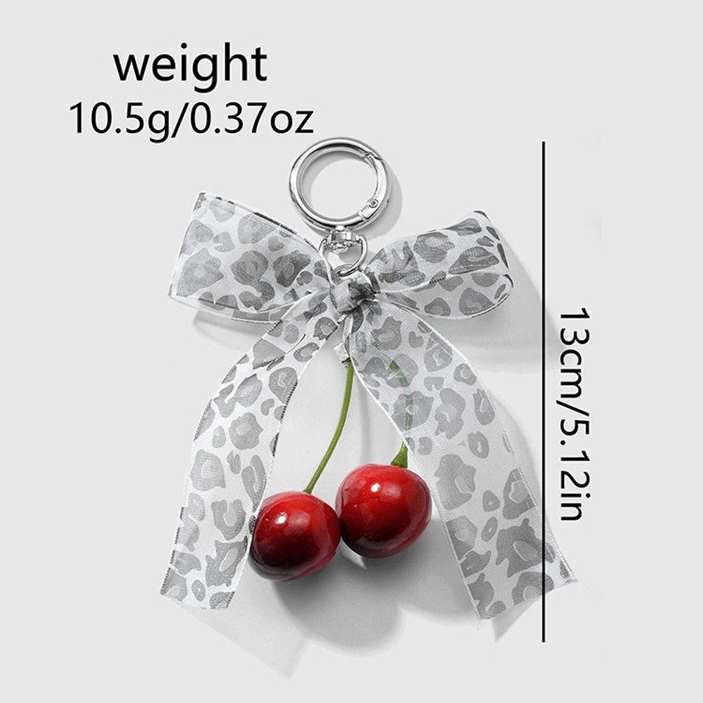 Phone Charms Ribbon Bow Keychain Leopard Pattern Heart Phone Chains Pearl Bow Pendant  Women Girls