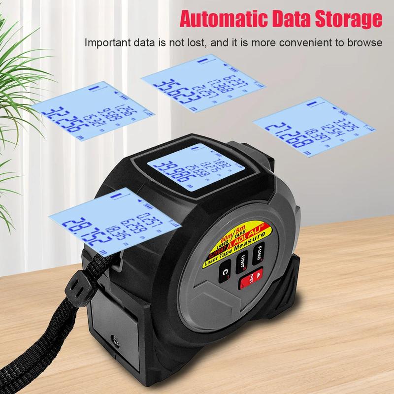 3-In-1 Laser Rangefinder  Tape Measure 60M/  40M/ Handheld Laser Meter Measuring Tool Cross Line Laser Level BUCKLE