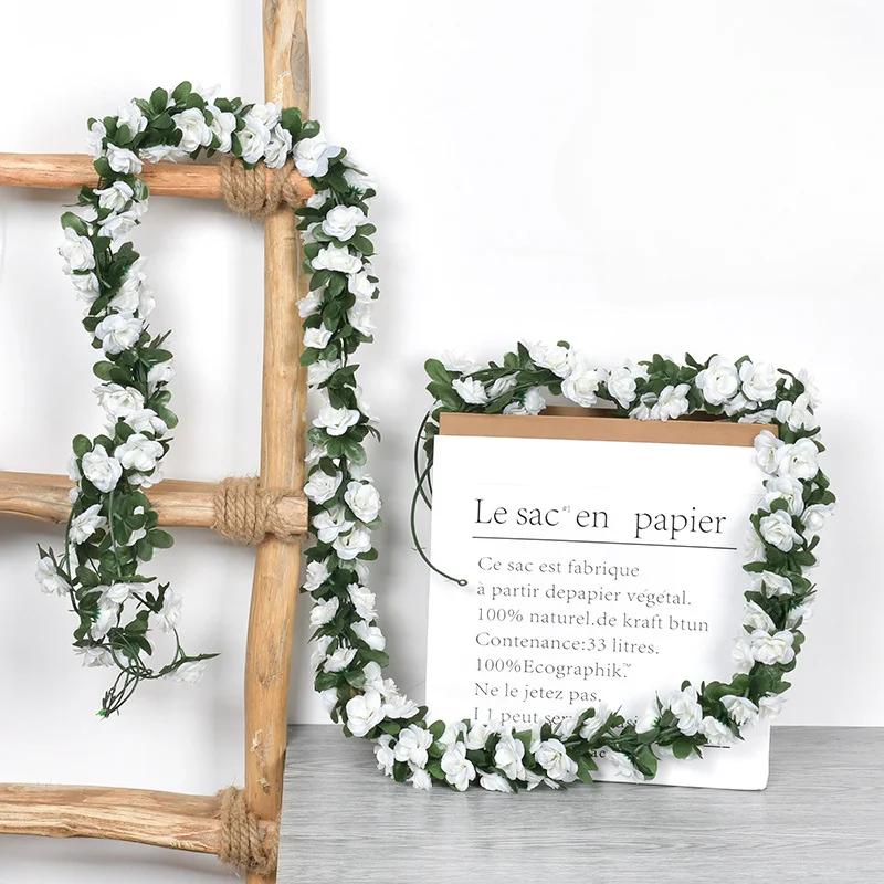 2,3 м искусственная роза лоза для свадебной гирлянды белая розовая комната свадебное украшение шелковая искусственная роза лоза домашний декор