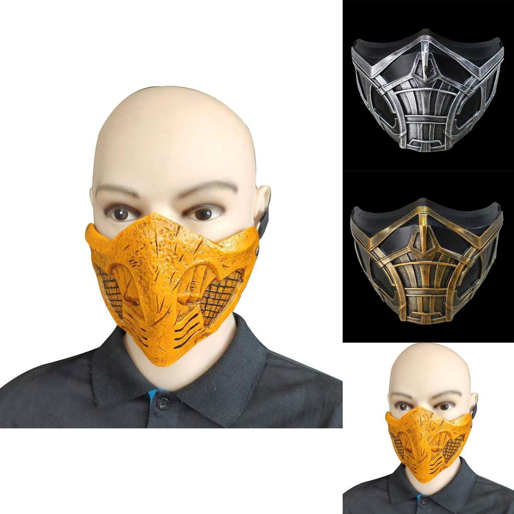 Потрясающая маска Скорпиона из Mortal Kombat на пол-лица, изготовленная из прочной смолы для косплей-мероприятий