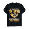 Billiards Pool Player T-Shirt - Cotton 180gsm Heavyweight Casual Tee with "My Pool Strategy Is Top Secret" Slogan & 8-/9- Design - Loose Fit