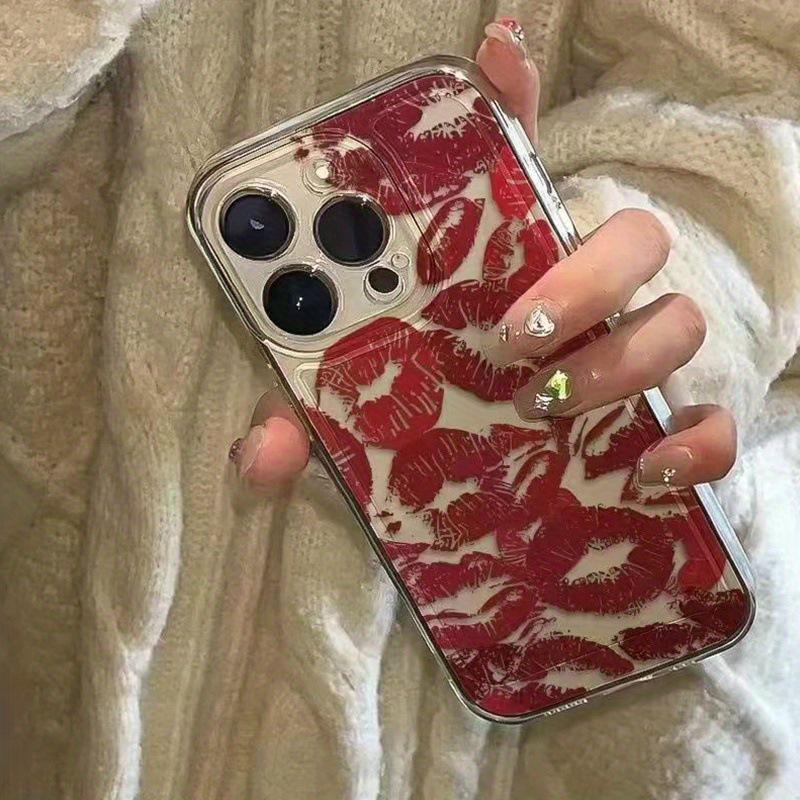 Чехол Красные Губы: Совместимо с моделями iPhone 13-16, 12/11/XSM, Космический Дизайн Точности