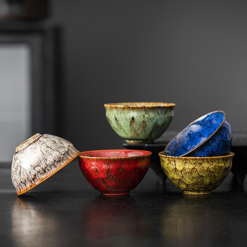 Kiln Change Wuxing Cup Ceramic Teacup Gift Box Set Kung Fu Tea Set Large Tea Tasting Master Cup Business Companion Gift