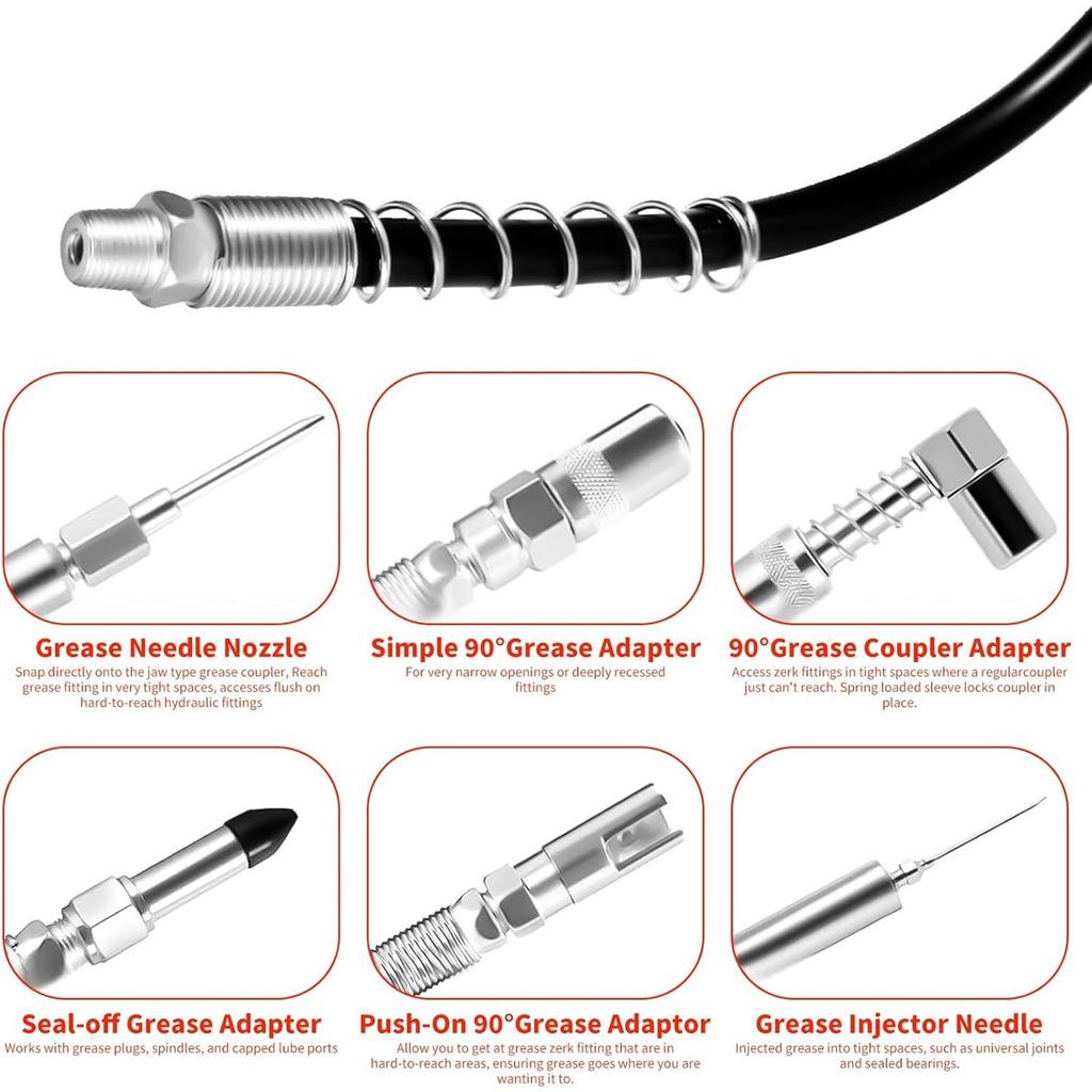Смазочный соединительный элемент для инжекторов смазки, быстроразъемный адаптер с гибким удлинительным шлангом для труднодоступных мест