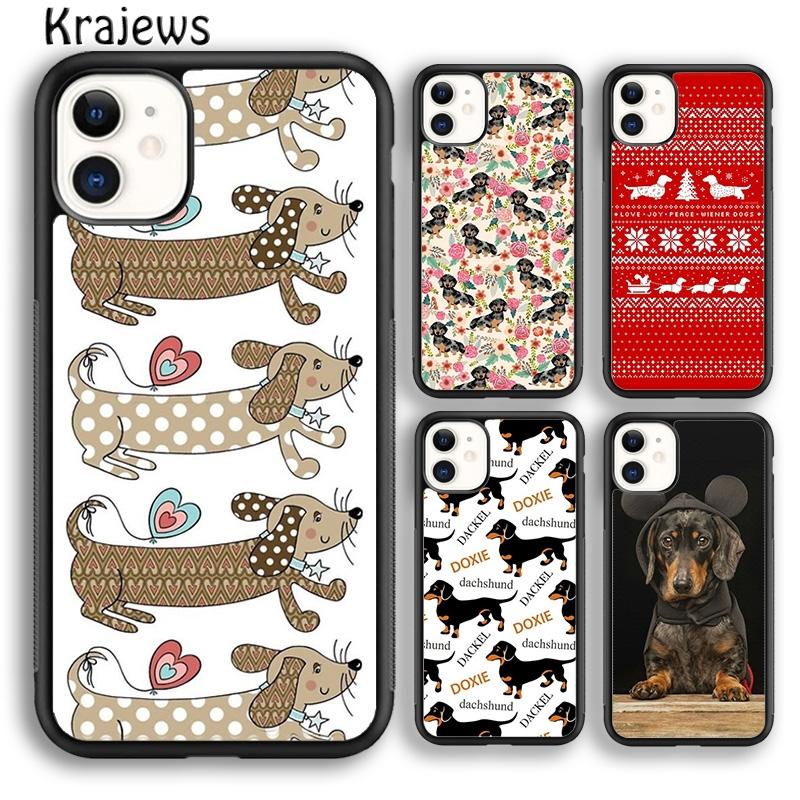 Krajews Dachshund Pattern Soft Phone Case Cover For iPhone 17 Air 16 15 14 plus 11 12 13 pro max coque Shell Fundas