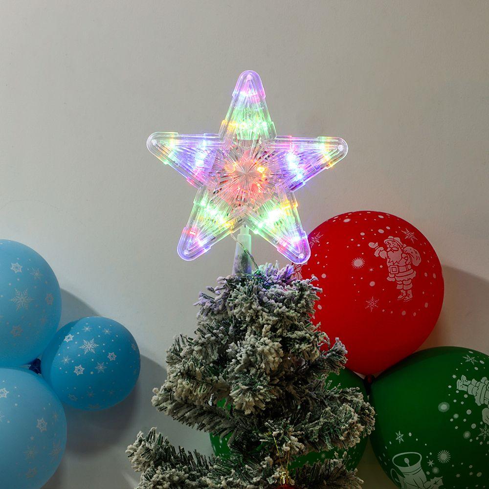 Merry Christmas LED Glowing Star Night Light Christmas Tree Top Ornaments Five-pointed Star Lamp