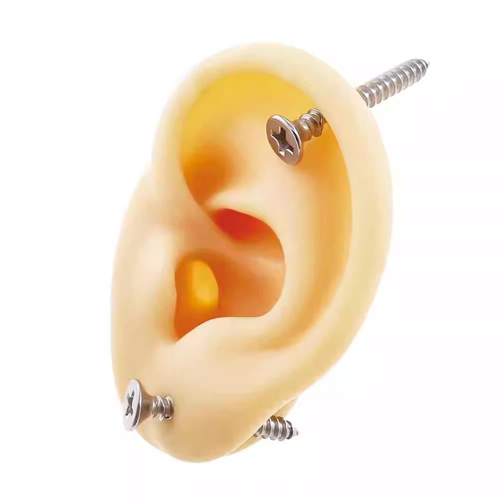 Hisera Children's Screw-Shaped Ear Bone Stud Fashionable Stainless Steel Piercing Earrings for Wedding Gift Party