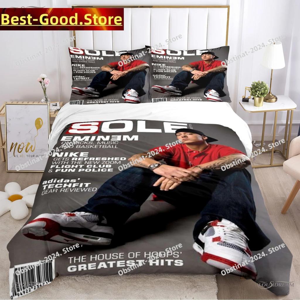 Eminem Hip-Hop-Sänger Ganzjahres-Bettwäsche-Set Bettbezug Voll Queen King Size Kissenbezug Bett Gedrucktes Bettwäsche-Set Aldult Kinder Schlafzimmer