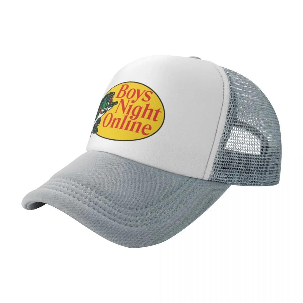 New BNO Boys Night Online Bass Pro Fishing Printing Mesh Baseball Cap Unisexs Highend Snapback Caps  New Sunscreen Hat