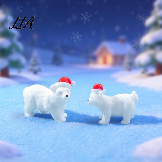 Seasonal Home Ornament Miniature Polar Bear Figurines, Durable Synthetic Resin Animal Mini Sculptures Ornaments, Decorative Accents for Fairy