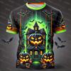 Halloween T-shirt Men's and Women's Short Sleeved T-shirt Pumpkin 3D Printed T-shirt Harajuku T-shirt Halloween T-shirt