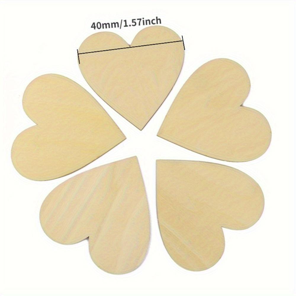 Lot De 50pcs 40mm Embellissement Forme De Coeur En Bois Pour Artisanat Décoration De Mariage