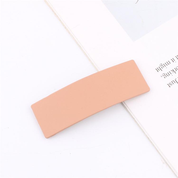 Solid square Matte Texture Bb Clip Korea Wild Geometric Shape Hairpin pink Alloy Girl Heart Hair Clip