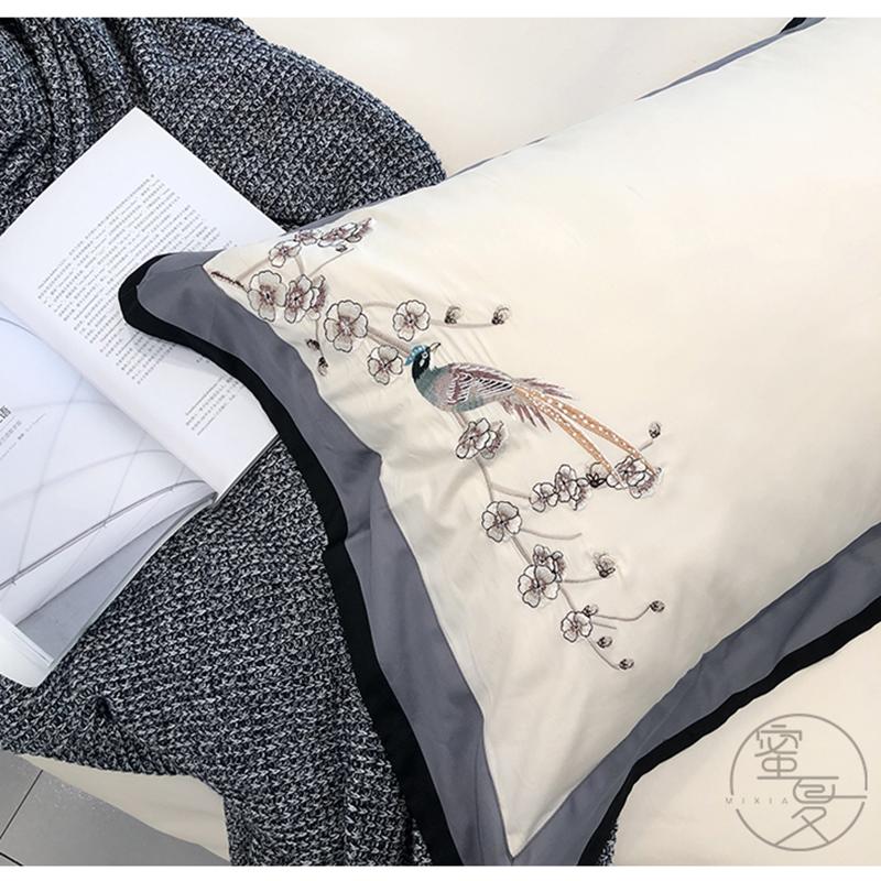 Luxury Embroidery 100S Bedding Set 100% Cotton Classical Wide Edge Duvet Cover 4PCS with Flat Sheet Pillowcases King Queen Size