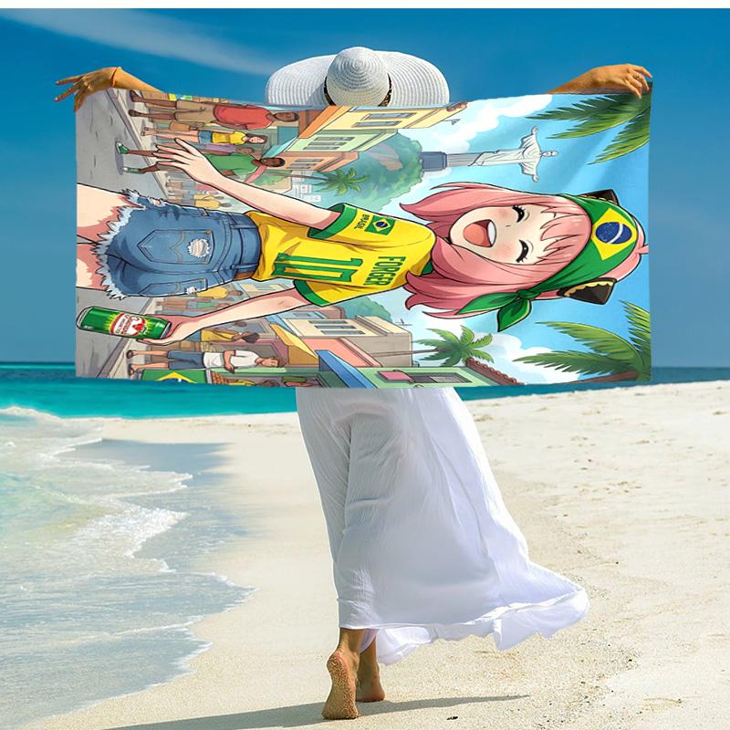 1pc Brazilian Street Celebration Cartoon Quick Dry Microfiber Bath Towel for Swimming Surfing Camping Unisex Holiday. SJT720171