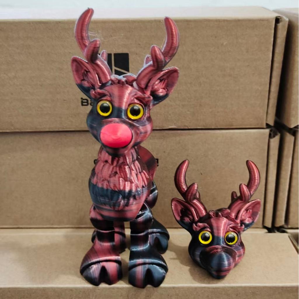 Рождественская Новая 3D Печатная Статуэтка Оленя Игрушка Сочлененная Подвижная Симуляция Животного Модель Оленя Детская Игрушка Подарок Лесной Олень Настольное Украшение