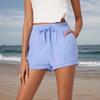 Women Shorts High Waist Adjustable Drawstring Summer Shorts with Pockets Solid Color Loose Fit