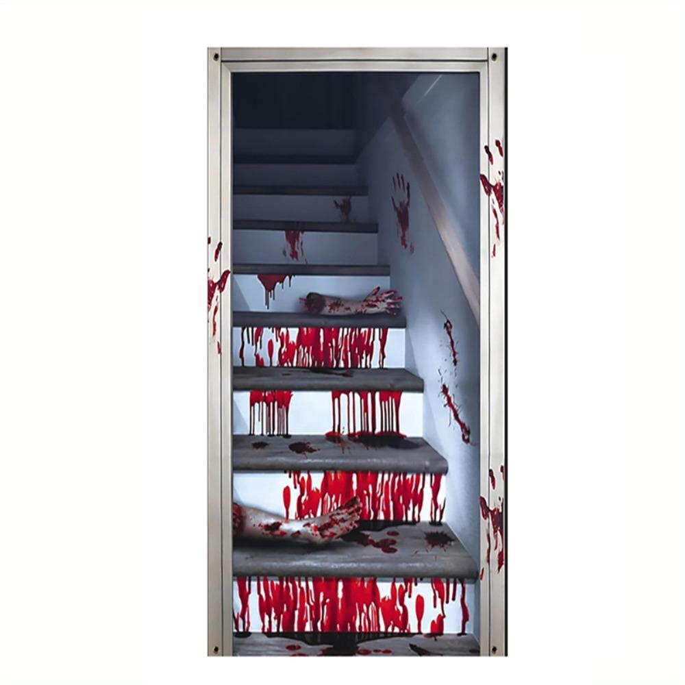 Ghost Blood Stain Skeleton Halloween 2D Door Banner Rectangular Halloween Background Banner Party