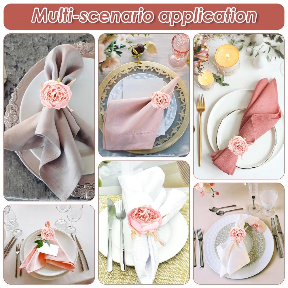 Elegant Simulation Rose Napkin Rings Romance Napkin Buckles Flower Napkin Holder Home Decoration