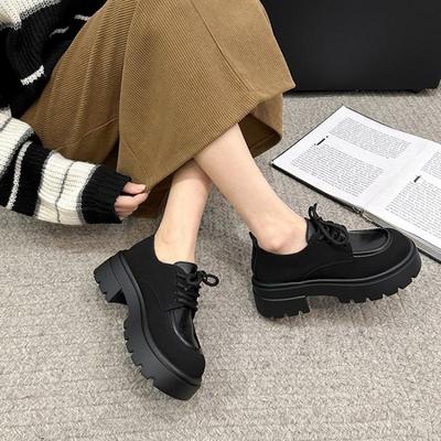 Мода 2024 года, женские классические туфли-оксфорды на толстой подошве для женщин, осенние повседневные туфли на шнуровке, новые туфли на плоской подошве, женские туфли на толстой подошве