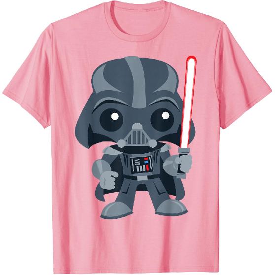 Star Wars Cute Darth Vader and Cartoon Saber Graphic T-Shirt T-Shirt