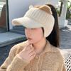 Hat Women's Autumn and Winter Fashion Warm Plus Velvet Knitted Baseball Women's Duck Tongue Wool Empty Top Hat Winter Korean Style Women