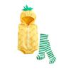 Unisex Baby Clothes Set, Pineapple Shaped Stage Performance Zip-up Hooded Romper+Striped Stockings
