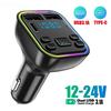 Car Bluetooth FM Transmitter PD Type-C Dual USB 3.1A Fast Charger Socket Outlet 7 Colors Light Handsfree MP3 Player