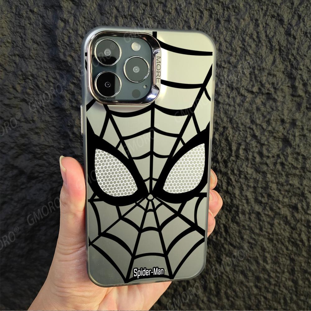 Trendy cartoon Spider-Man iPhone 15 Pro Max phone case, 14/5 new, 13/5 matte finish, 12/5 silver protective case
