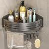 Aluminum Wall Mounted Bathroom Shelf No Drill Shower Corner Shelf with Towel Bar Hook Shampoo Holder Kitchen Organizer Rack