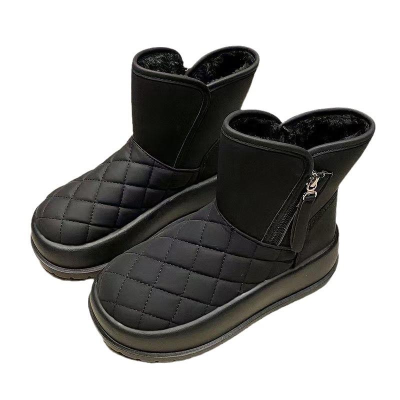 Зимние ботинки женские 2024 года, водонепроницаемые и бархатные, теплые, высокие, северо-восточные, большие, хлопковые, нескользящие, белые, женские туфли Tide