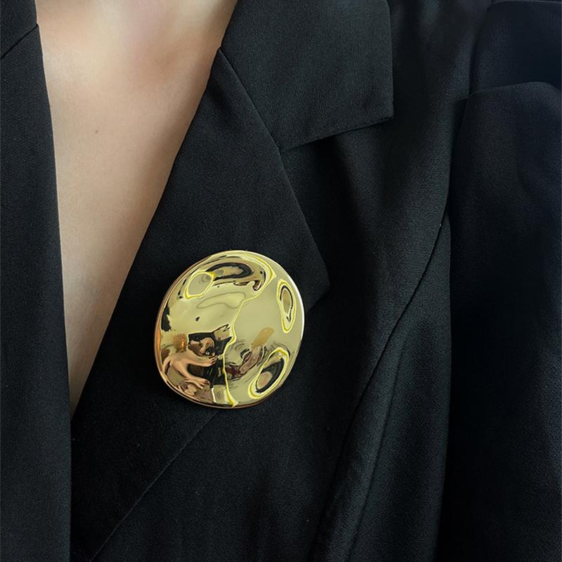 Новая мода минималистская нерегулярная геометрическая металлическая неровная полированная овальная брошь для женщин и девушек, ювелирные изделия для вечеринок, подарки