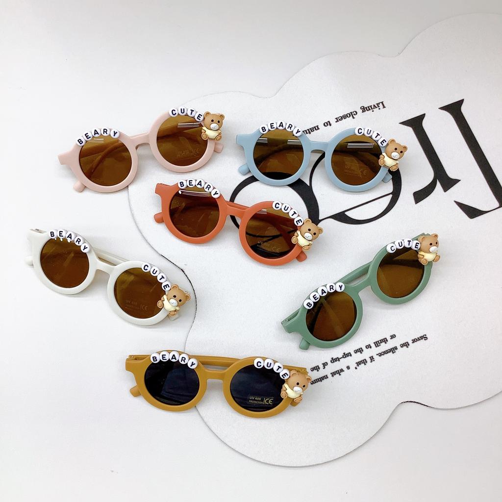 Винтажные детские солнцезащитные очки, милые детские солнцезащитные очки с медвежонком, модные мультяшные очки с защитой от ультрафиолета для мальчиков и девочек