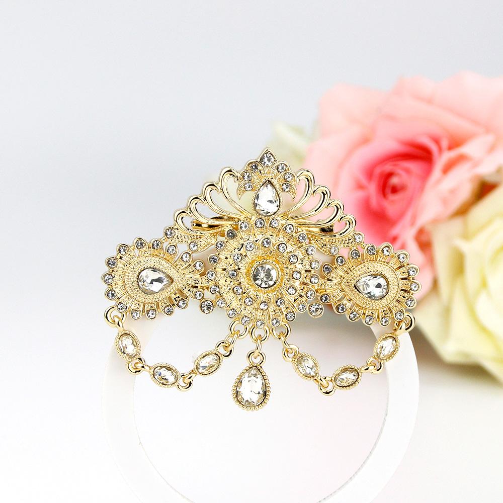 Chic Gold Brooch for Women Bride Jewelry Crystal Brooch for Wedding Jewelry Corsage