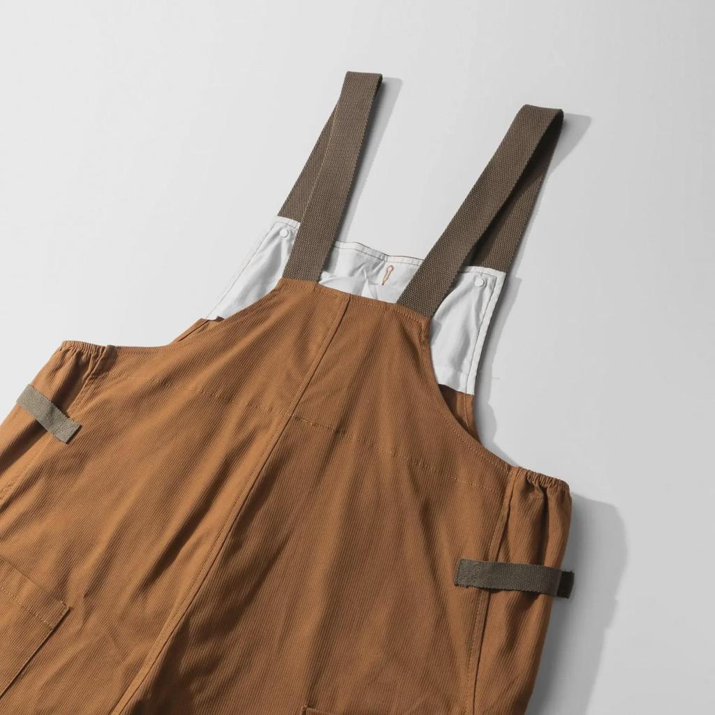 Nijiang American Retro Loose Khaki BF Straight Bib Overalls - Men's Casual One-Piece Long Pants