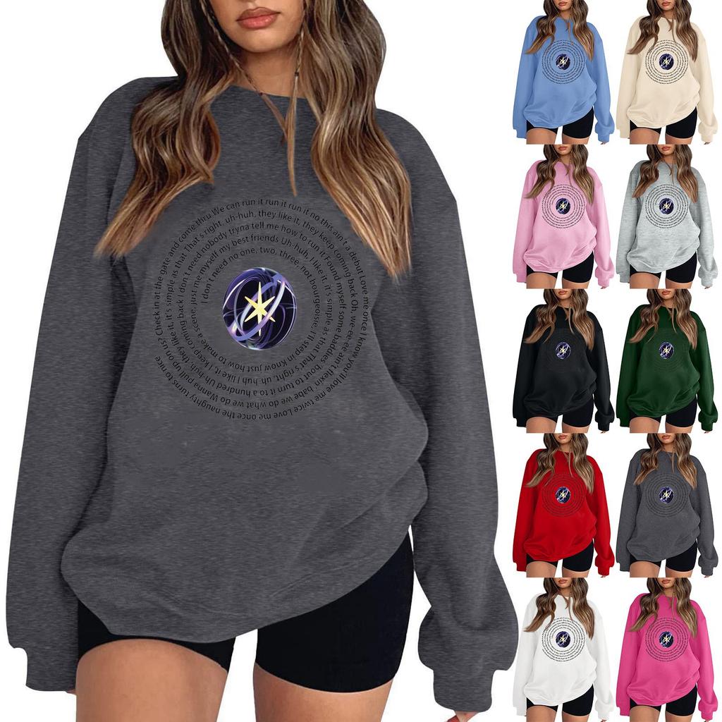 Women's Fashionable And Casual Long Sleeve Round Neck Printed Sweatshirt