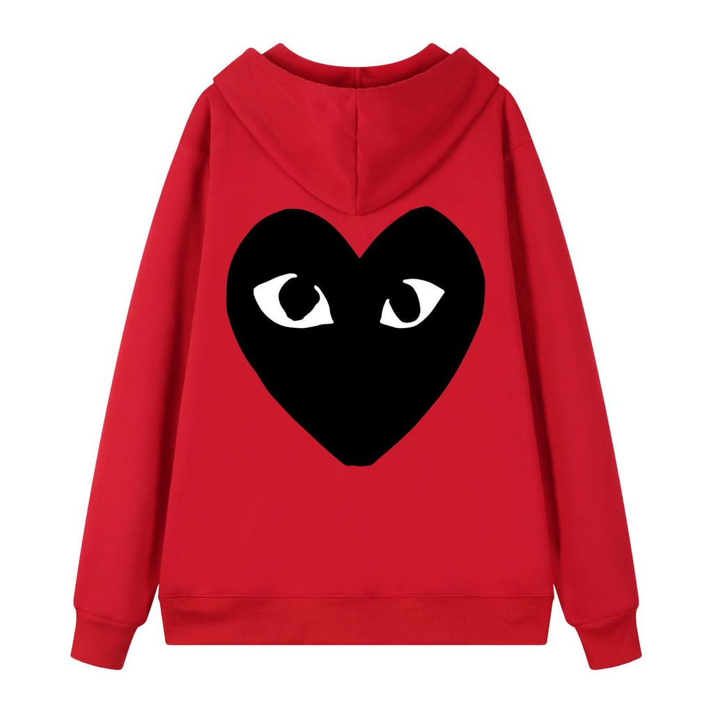 Мужская зимняя бархатная толстовка с принтом-сердцем и молнией - Модный и универсальный свитшот