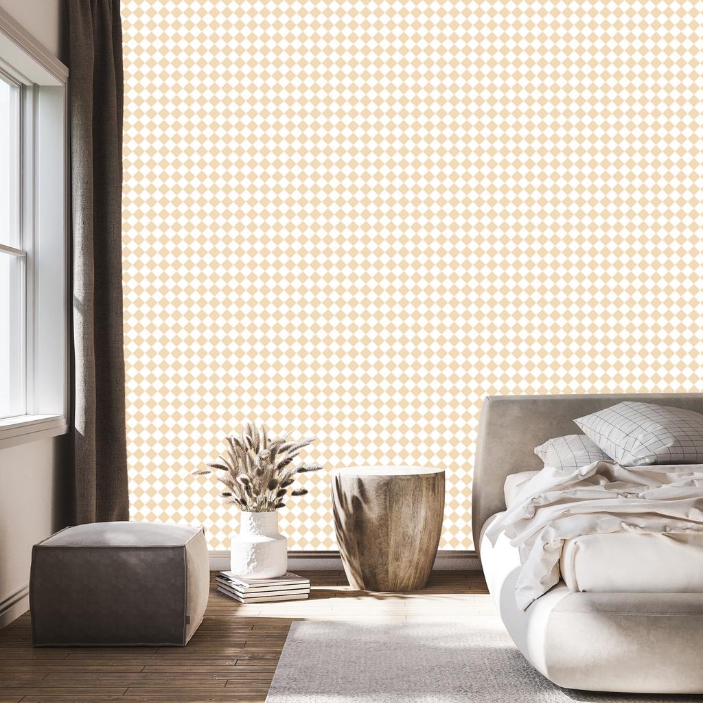 Geometric rhombus wallpaper cream, cream center 50x1000