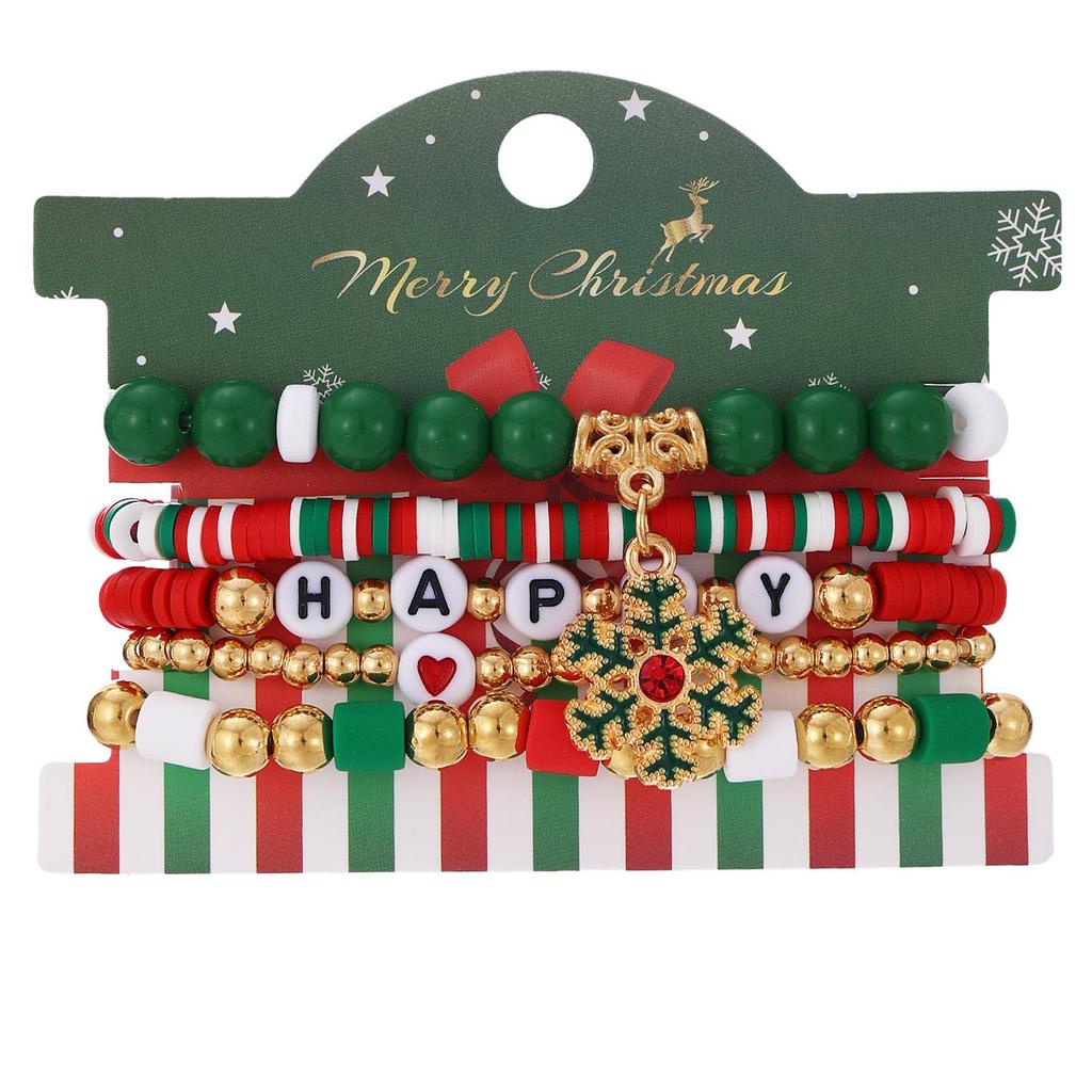 Рождественский браслет-колокольчик из сплава с разноцветной полимерной глиной для женщин