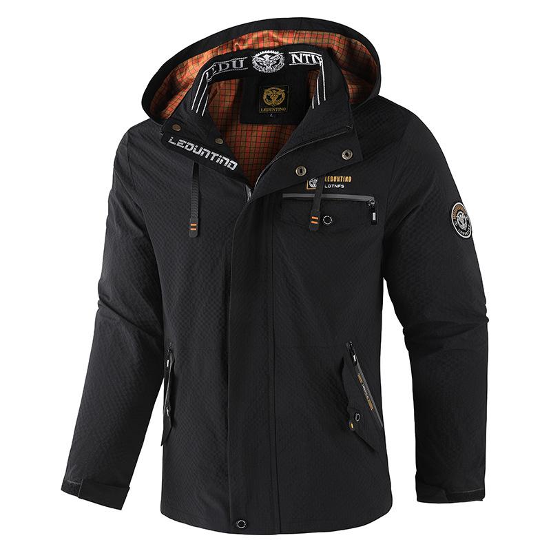 Американская весна осень новая мода мужская повседневная трендовая однотонная куртка с длинным рукавом на молнии с капюшоном для улицы мужское пальто одежда топы