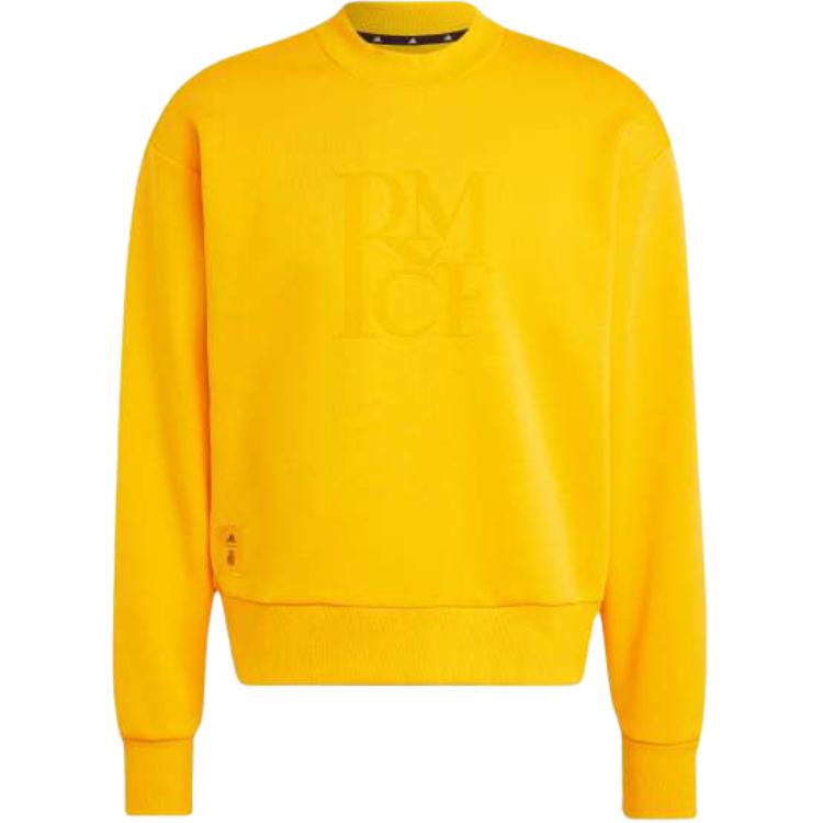 Adidas Real Madrid DNA Logo Crew Sweatshirt Men Tops Yellow IT3808