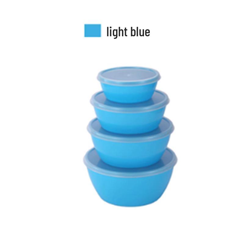 Four-Piece Fresh-Keeping Bowl Set with Lids - Round Storage for Fruits & Vegetables, Ideal for Picnics