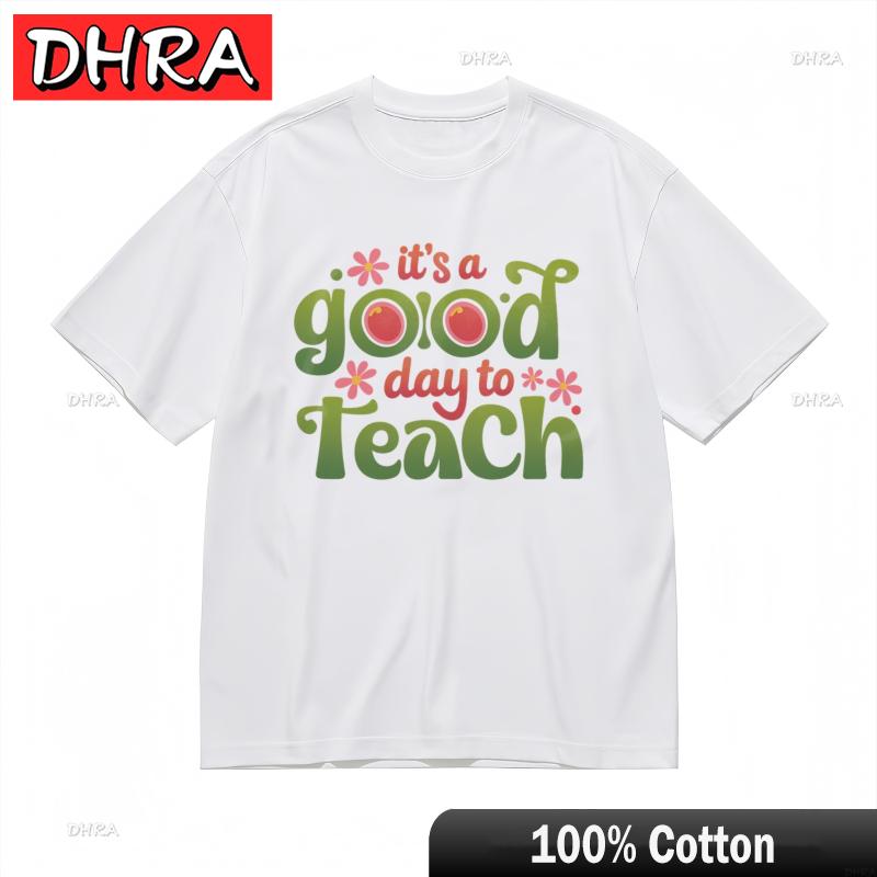 Unisexs Slight Stretch Comfy Classic TShirt Teaching Motto Apple Theme Design Tee Graphic Slogan Customized Summer Clothing
