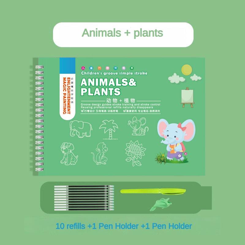 Детский набор книг для обведения и рисования, четыре темы, многоразовый, для тренировки контроля ручки, альбом для эскизов, подарки, игрушки для детей