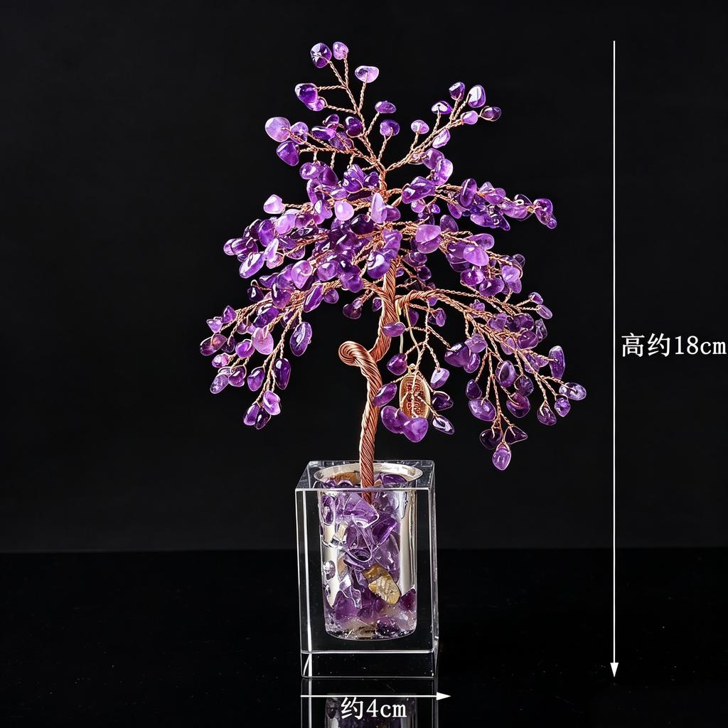 Natural crystal shake money fortune tree fish tank ornament office ornament lucky small ornament creative transshipment gift
