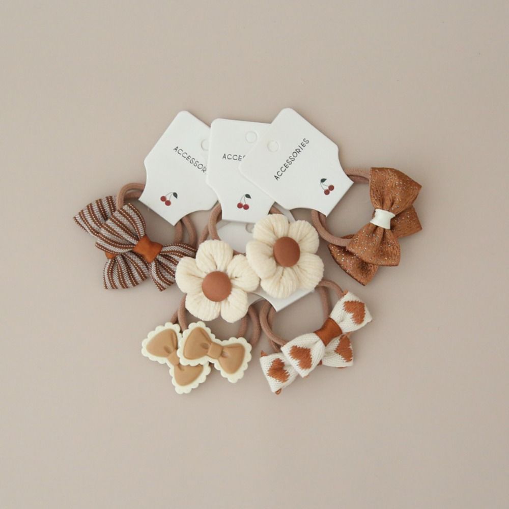 10Pcs Cute Elastic Rubber Band Kids Girls Bows Flower Headdress Scrunchies Hair Ties Bowknot