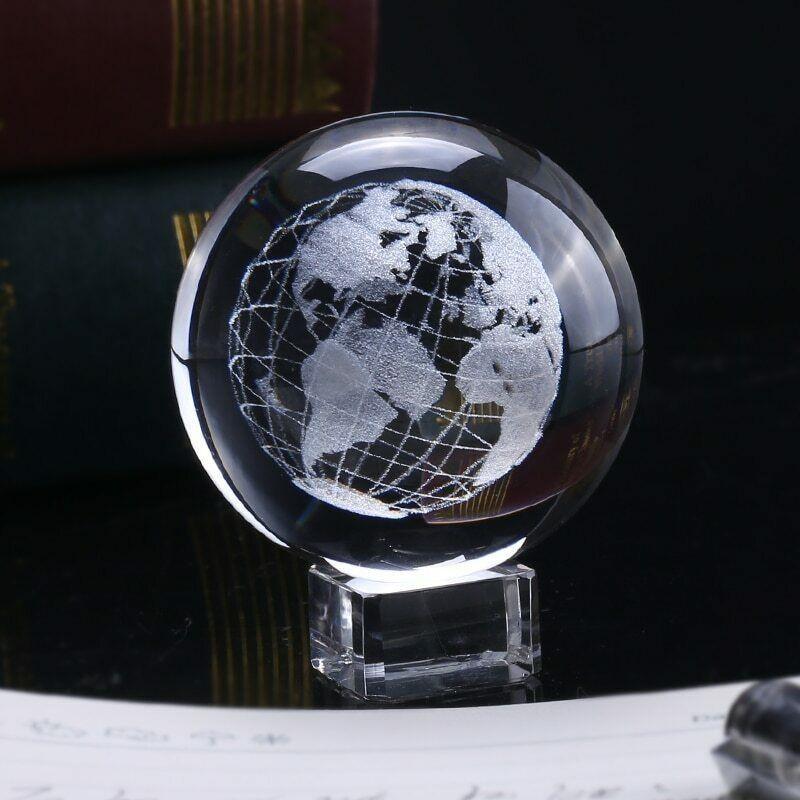 Crystal 60mm 3d Ball Glass Laser Engraved Miniature Sphere Home Gift Decor
