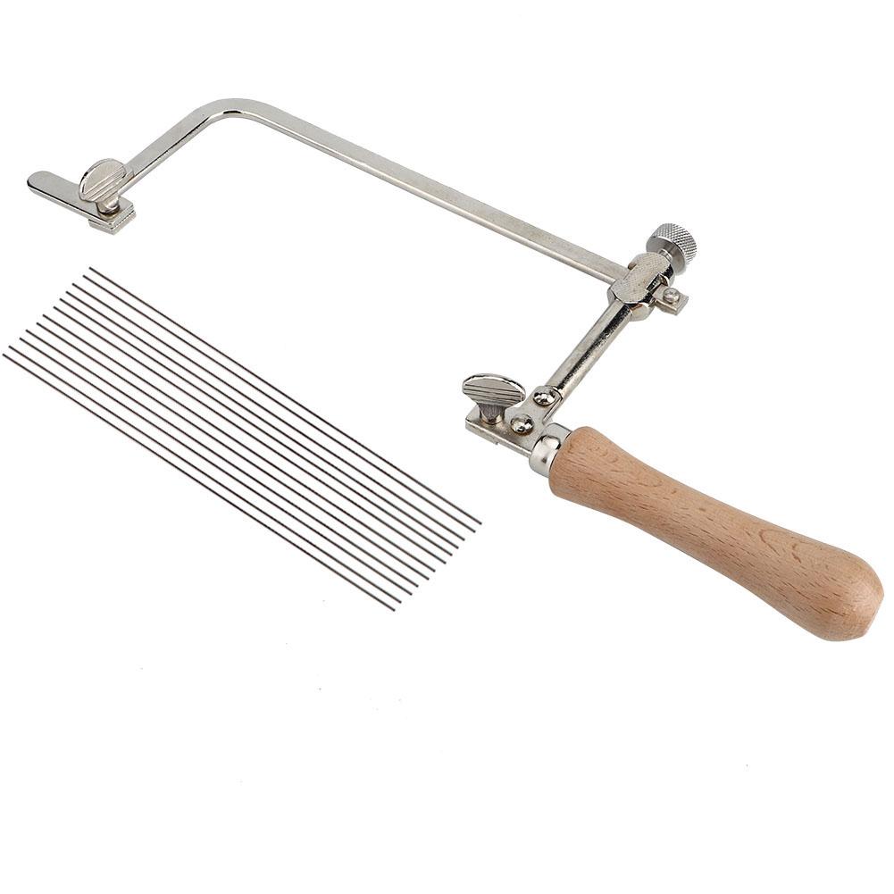 DIY Woodworking Steel Saw Jewelry Tool Making Cutting Wood Handle (Saw Bow+12 Saw Blade)