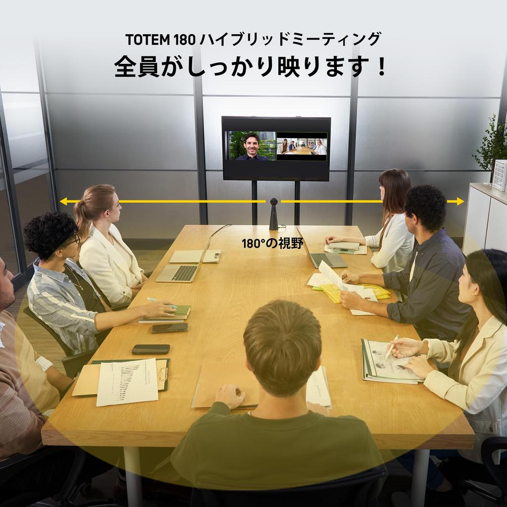 IPEVO TOTEM 180 Panoramic Video Conferencing 4K Full View for Conference for Small AI Autoframing and Noise Reduction Plug and Compact - Camera, 180°