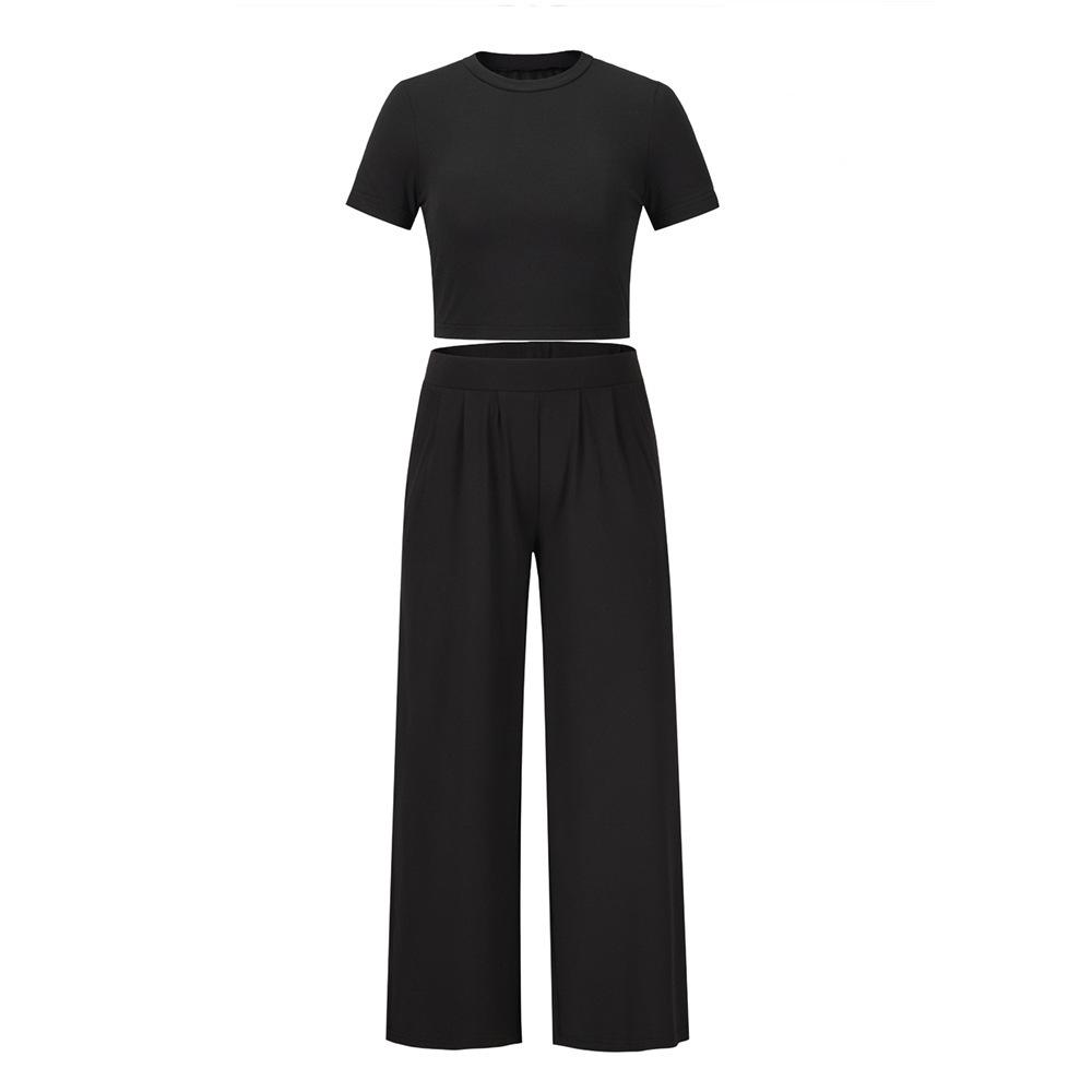 Plus Size Women's Spring/Summer 2026 Casual Suit: Short-Sleeve T-Shirt & Long Pants Two-Piece Set
